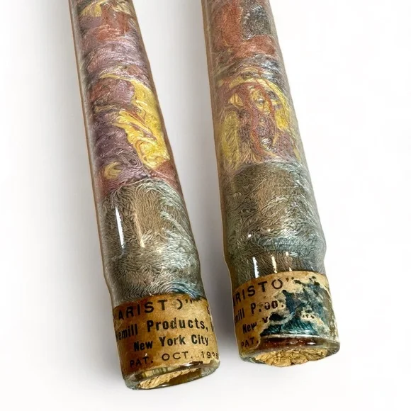 RARE 1925 Glass-Crystal Candle-Tapers Aristo Hemill Products NY Silk Thr… - Picture 4 of 7